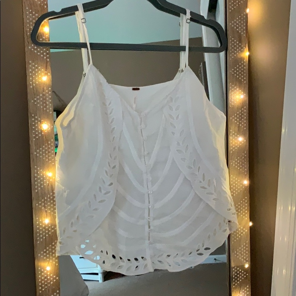 White Free People Eyelet Top